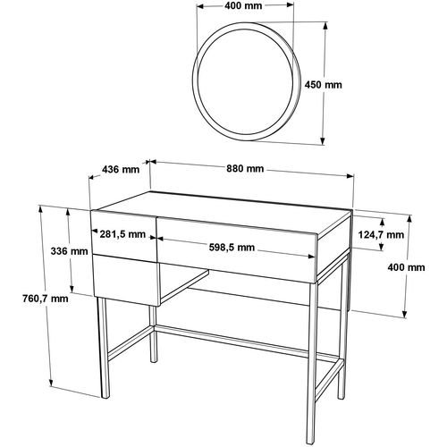 Hanah Home VG32-GE White
Gold Make-up Table slika 8