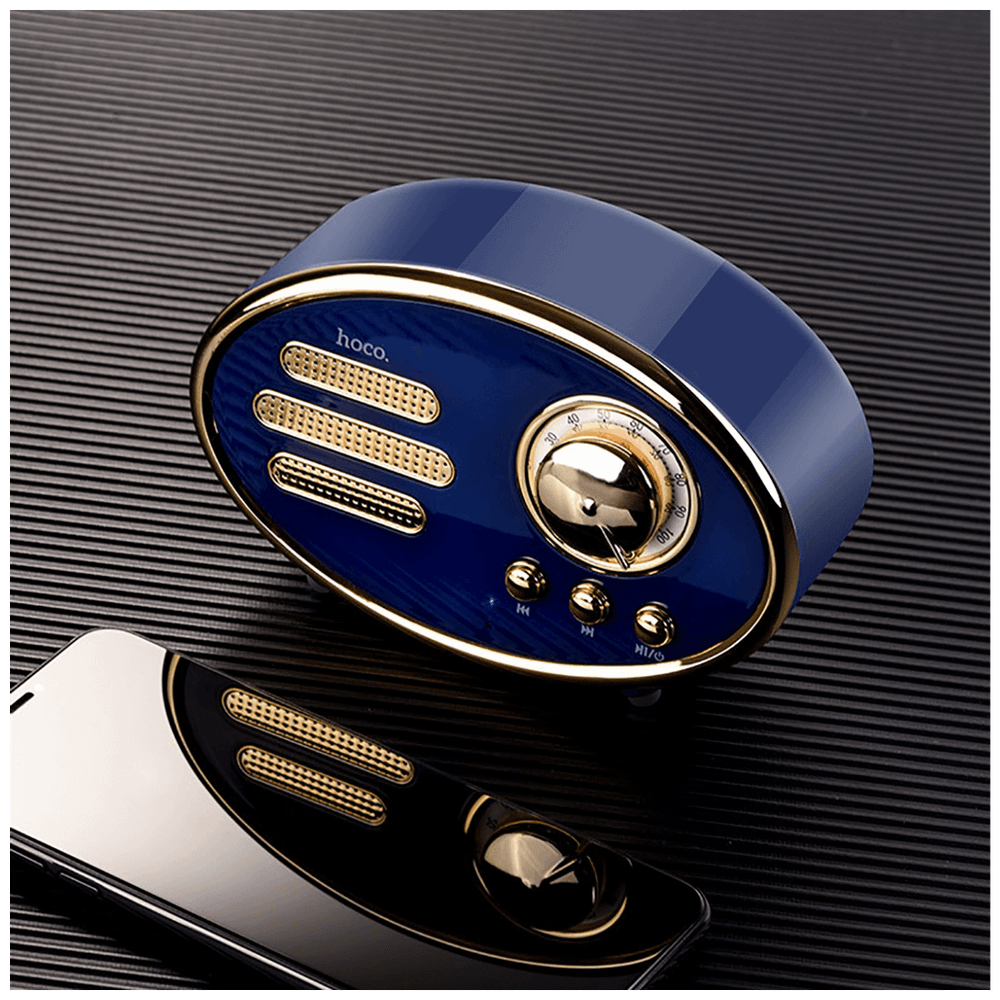 hoco. Zvučnik bežični, Bluetooth,retro, 1200 mAh, 5 h, 5 W, plava - BS25 Time, Bluetooth, retro, blue slika 4