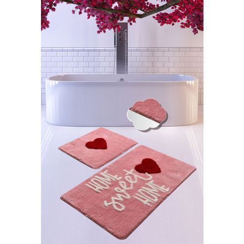 Set Kupatilskih Prostirki Home Sweet Home - Pink Pink (2 Dela) slika 1