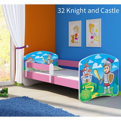 Dječji krevet ACMA s motivom, bočna roza 160x80 cm 32-knight slika 1
