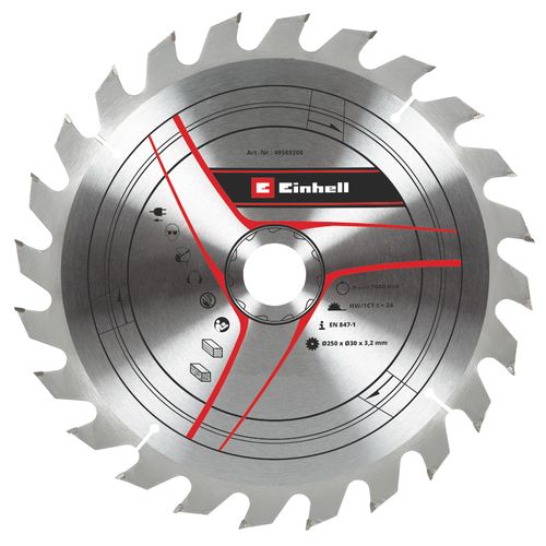 Einhell Pribor za stacionarne testere Set reznih listova 3 kom 250x30 T24/42/60 slika 4