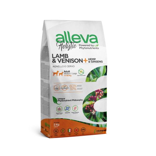 Alleva Holistic Dog Adult Lamb &amp; Venison + Hemp &amp; Ginseng Medium/Maxi 2 kg slika 1