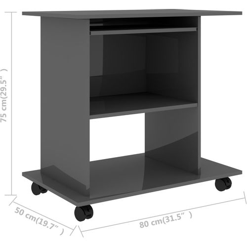 Stol za računalo visoki sjaj sivi 80 x 50 x 75 cm od iverice slika 39