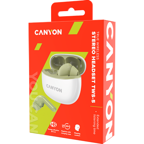 CANYON TWS-5 Bluetooth slušalice, zelene slika 5