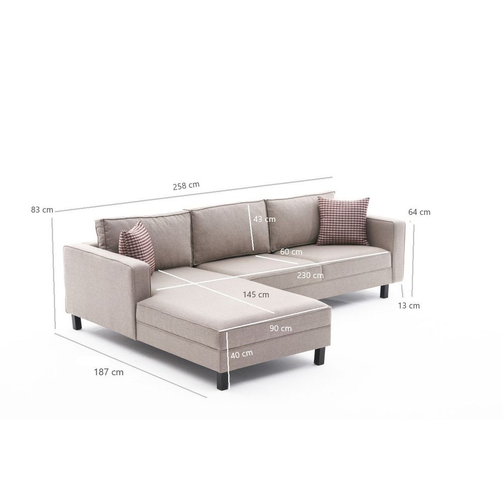 Kale Linen Left - Krem Krem Kutna Sofa slika 7