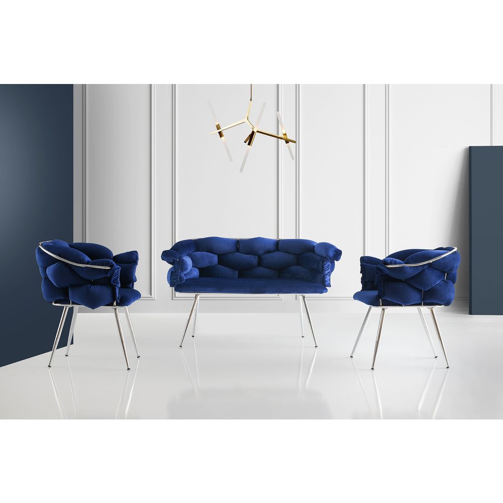 Sofa Set Balon - 2122 boje: plava,hrom slika 1