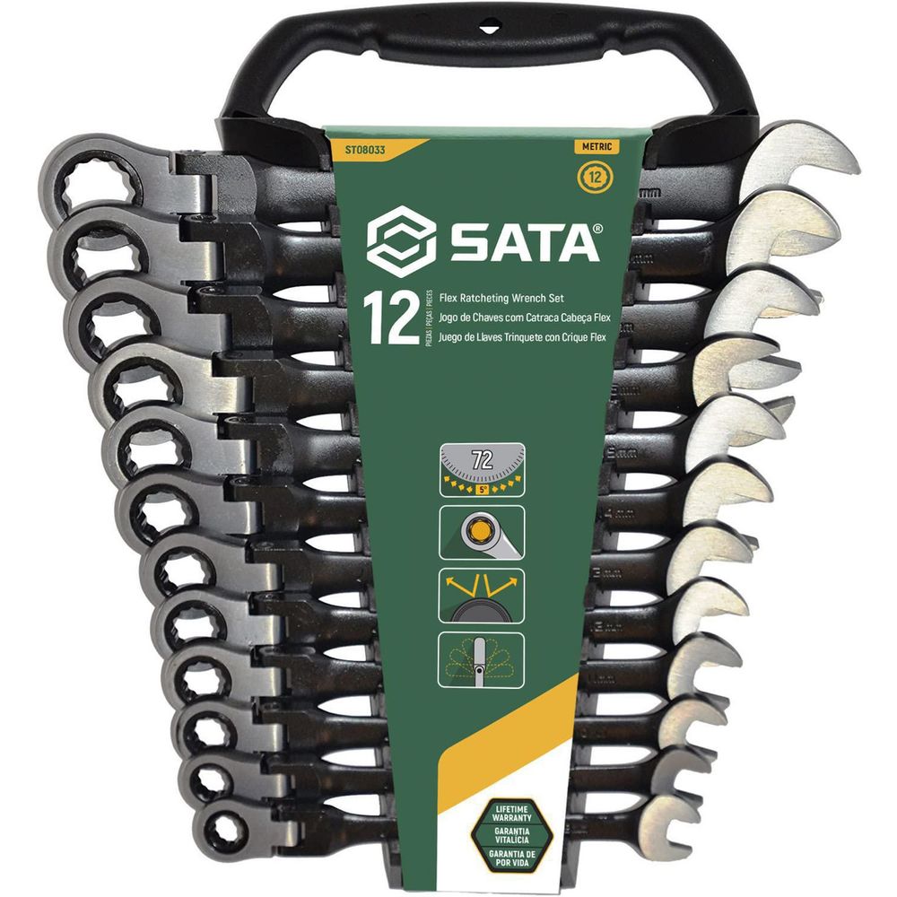 SATA Set Ključeva Zglobnih Viljuškasto-Okasti Sa Zujalicom 8-19 mm 12 Kom St08033 slika 1