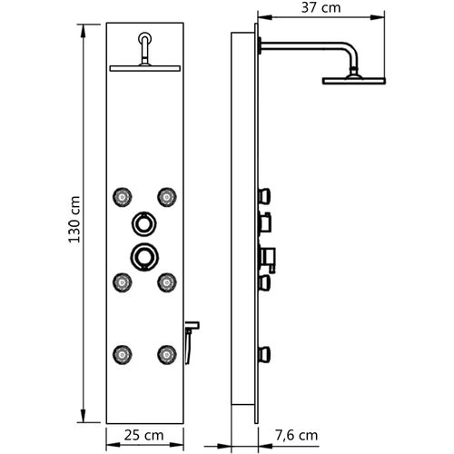 Panel za tuširanje od stakla 25 x 44,6 x 130 cm crni slika 46