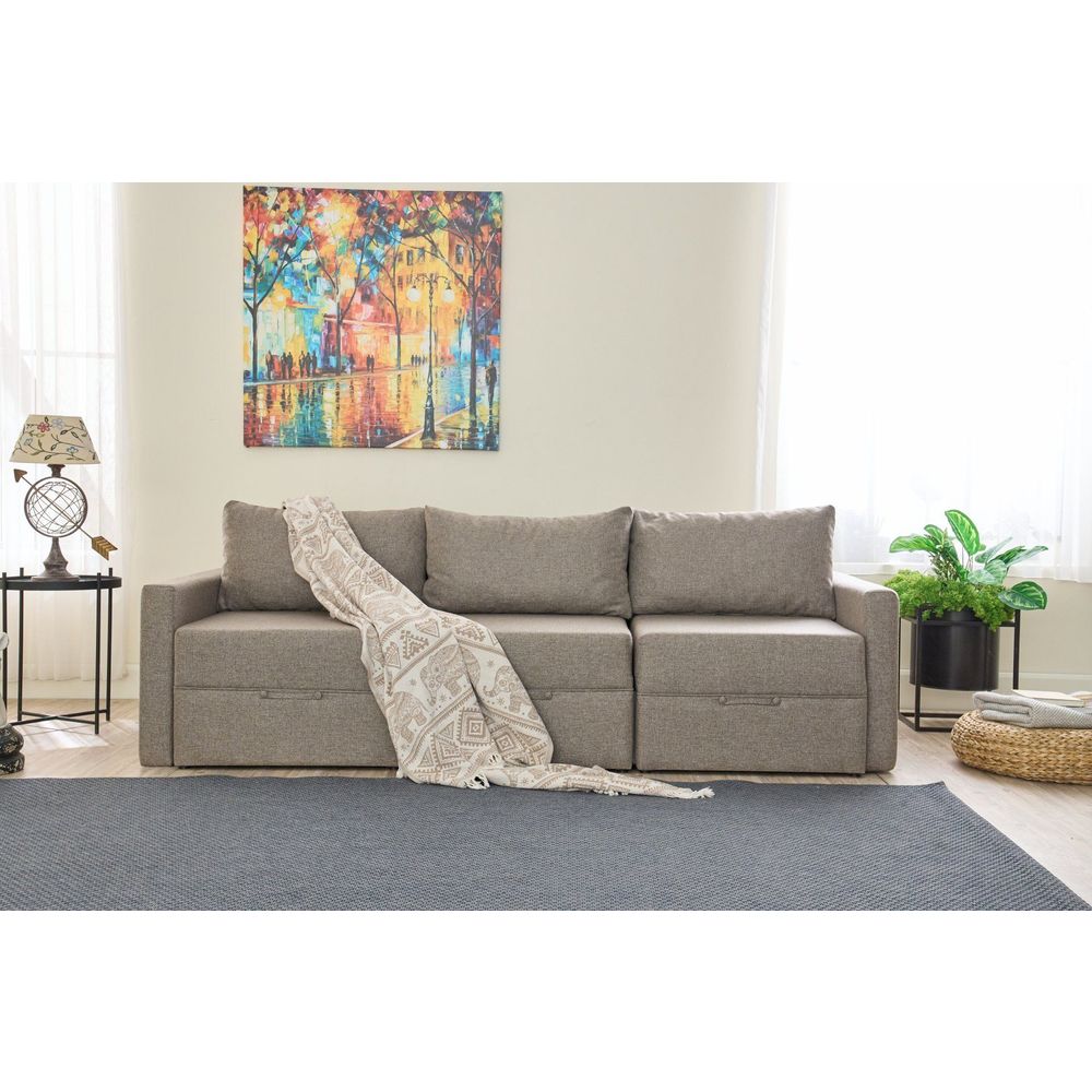 Sofa na razvlačenje za 3 osobe Saros - smeđa boja slika 2