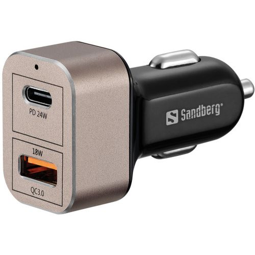 USB auto punjač Sandberg QC3.0/USB C 24W 441-43 slika 1