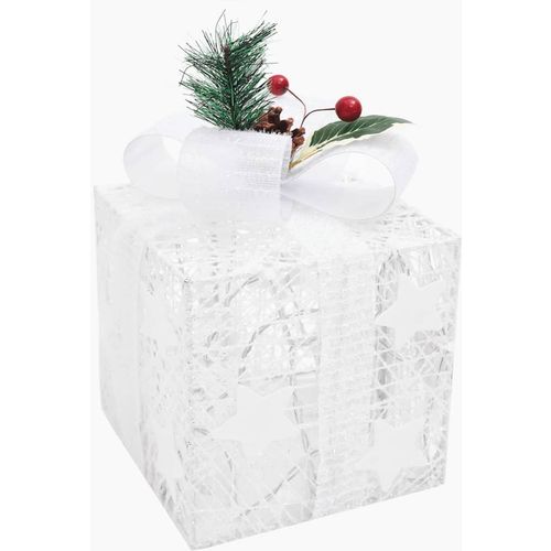 Ukrasne božićne kutije za poklone 3 kom bijele slika 7