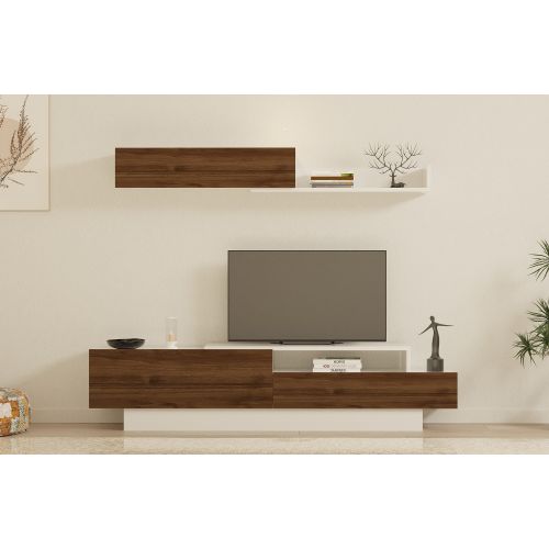 Woody Fashion TV jedinica, Elda - White, Walnut slika 7