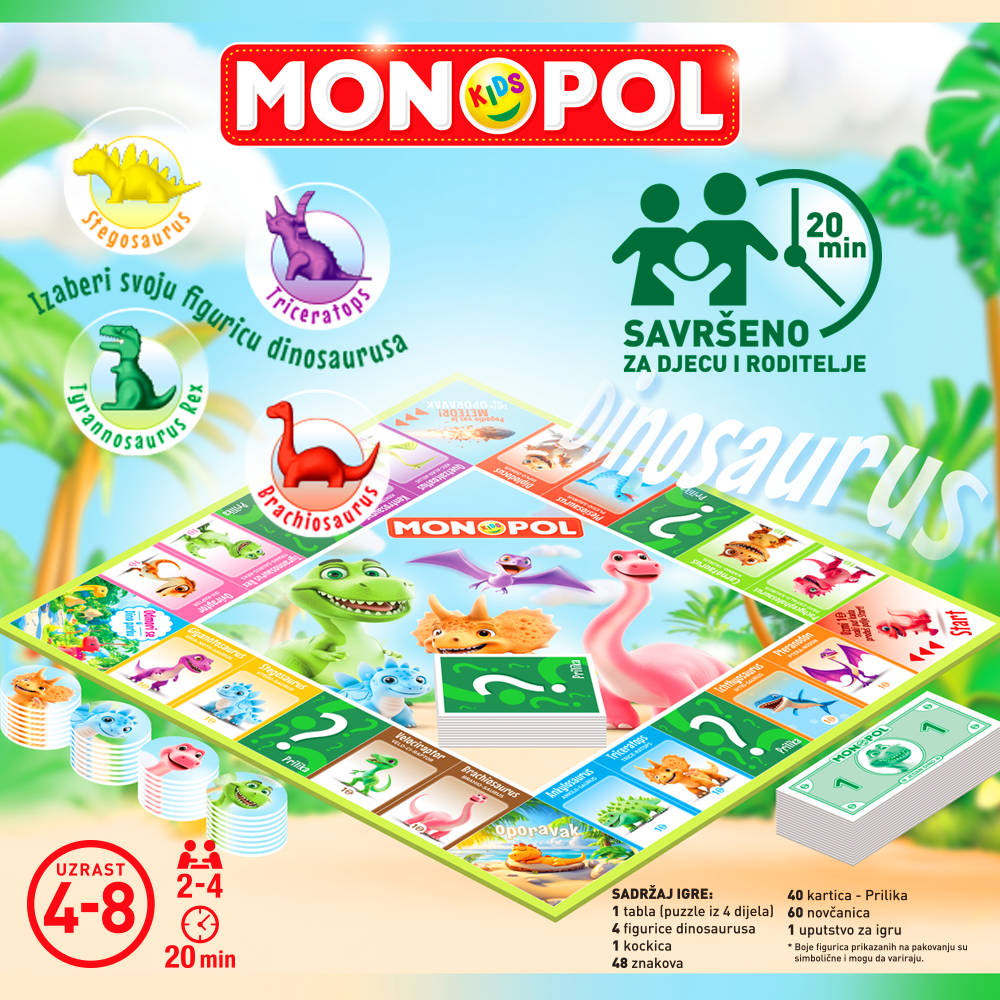 Kumaro Društvena igra Monopol Kids - Dinosaurus slika 4