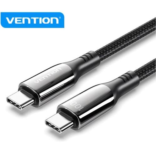 Vention Cotton Braided USB 2.0 C Male to C Male 5A Cable 1,2m, Black slika 1