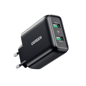 Kućni punjač UGREEN, 36W, Dual USB-A QC 3.0, crni