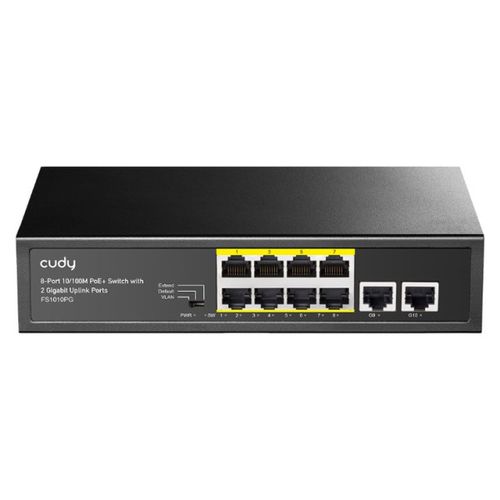 Cudy FS1010PG 8-Port 10/100M PoE+ Switch, 2Uplink 10/100/1000M, 120W, 250m, steel (Alt.PFS3010-8ET) slika 1