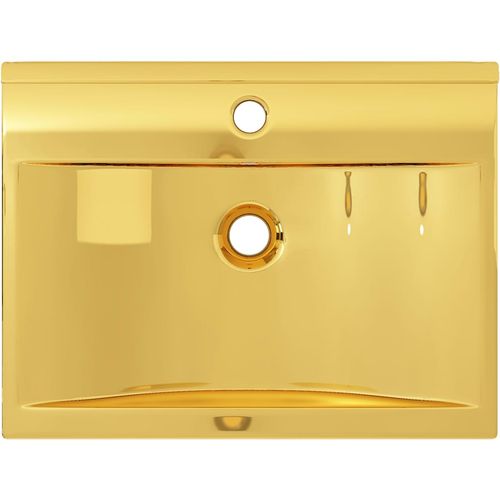 Umivaonik sa zaštitom od prelijevanja 60x46x16 cm keramički zlatni slika 12