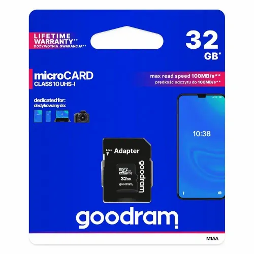 Memorijska kartica GOODRAM microSD SD 32GB CLASS 10 UHS I 100MB/s s adapterom slika 1