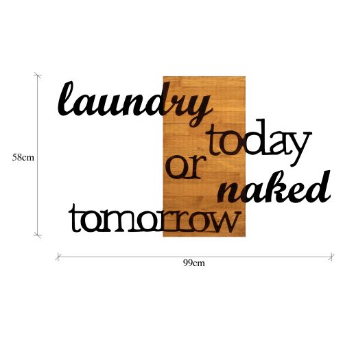 Wallity 'Laundry Today Or Naked Tomorrow' Ukras za Zid od Oraha i Crnog Drveta slika 6