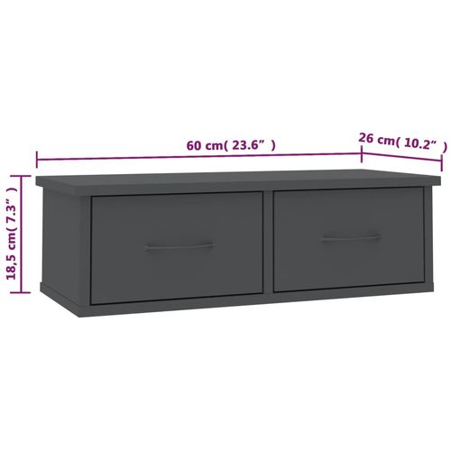 Zidna polica s ladicama siva 60x26x18,5 cm konstruirano drvo slika 32