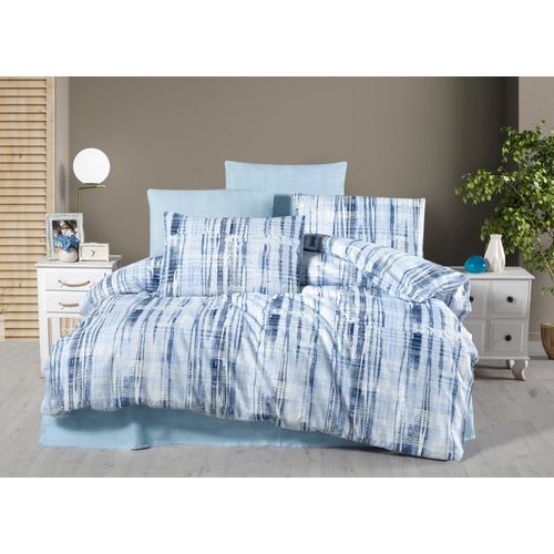 L'essential Maison Ocean Blue Beli Set Pokrivača za Bračni Krevet slika 1