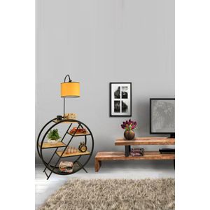 Plüton Yanık Lambader Silindir Hardal Abajurlu Yellow Floor Lamp