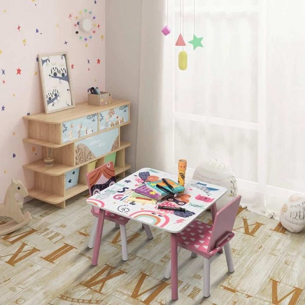 Kinder Home Drveni dječiji sto sa dvije stolice Super Girl slika 14