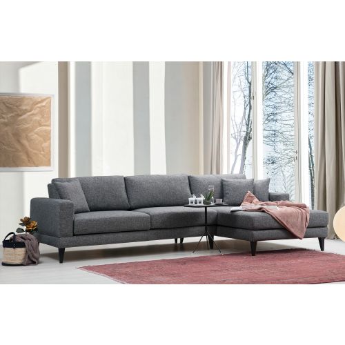 Atelier Del Sofa Kutna garnitura na razvlačenje, Tamno siva, Nordic Corner Right (L3+Chl) slika 2