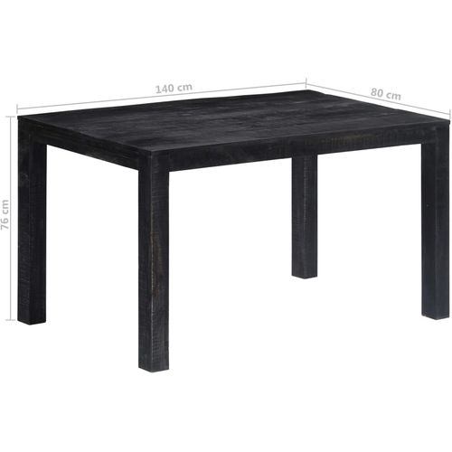 Blagovaonski stol crni 140 x 80 x 76 cm od masivnog drva manga slika 16