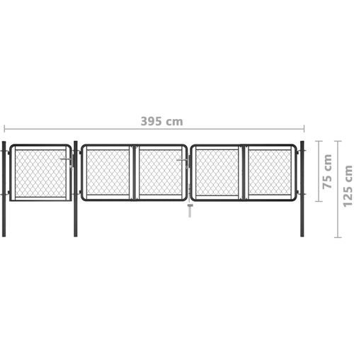 Vrtna vrata čelična 75 x 395 cm antracit slika 13