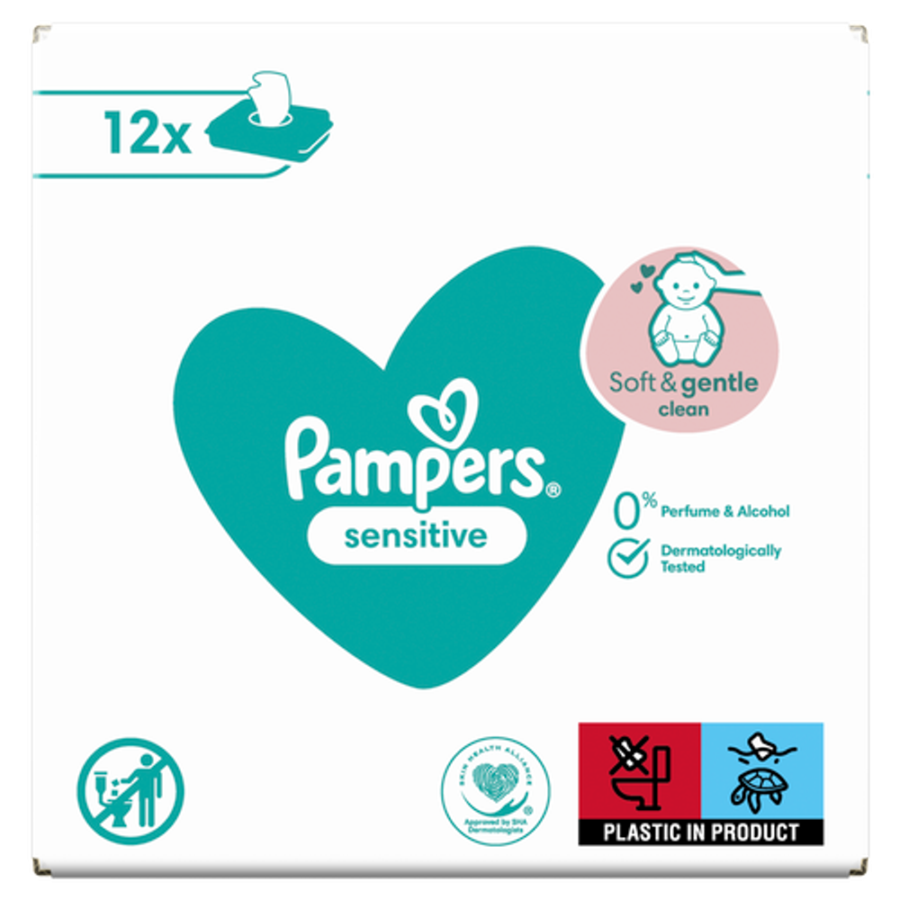 Pampers Vlažne maramice Sensitive 2u1 XXL / 12x80kom slika 2