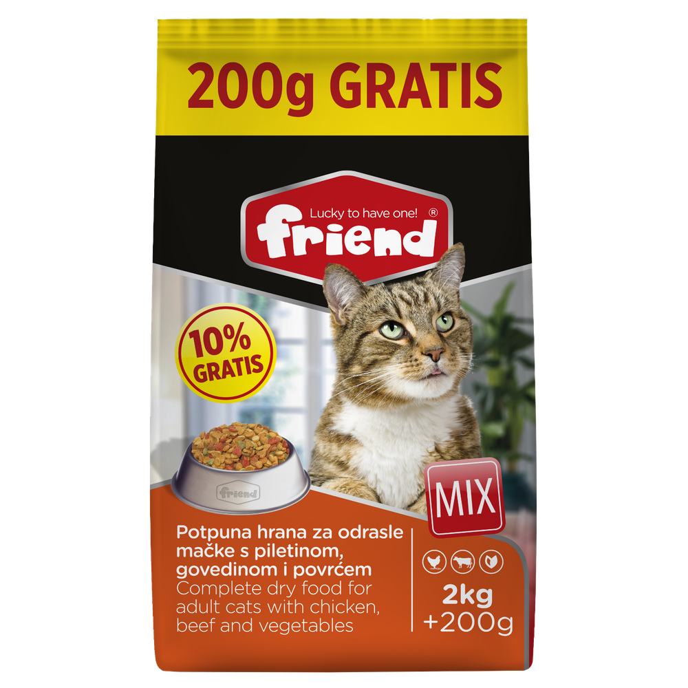 Friend Mix suha hrana za mačke Govedina Piletina Povrće 2kg + 200g slika 1