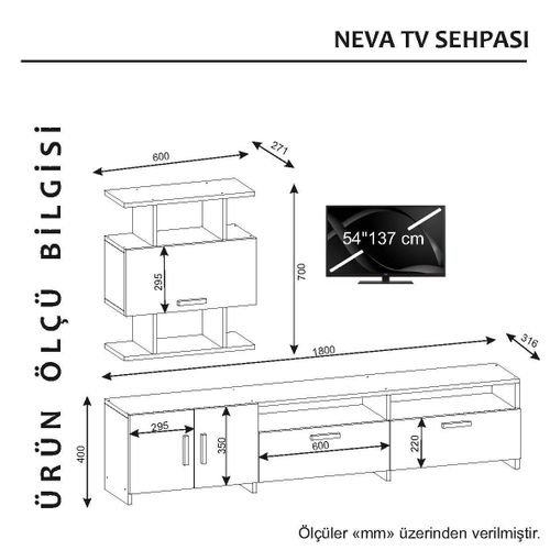 Woody Fashion TV jedinica, Bijela boja, Neva - White slika 5