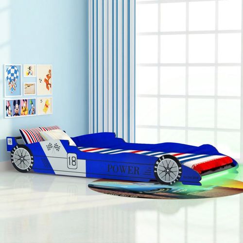 Dječji krevet u obliku trkaćeg automobila LED 90 x 200 cm plavi slika 25