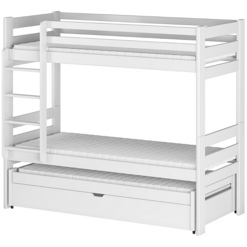 Drveni dječji krevet na kat Lessi s tri kreveta i spremištem - bijeli - 180*80 cm slika 2