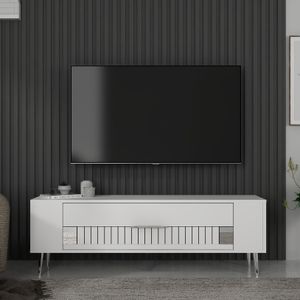 TV komoda Retrolp4 – bijela / srebrna /  - izložbeni artikl (oštećenja ambalaža)