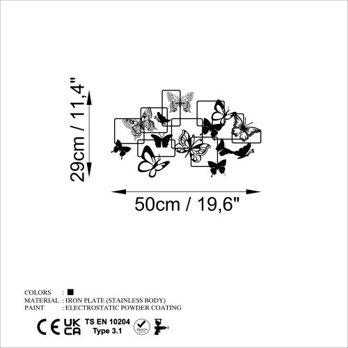 Wallity Metalna zidna dekoracija, Butterflies - M slika 6