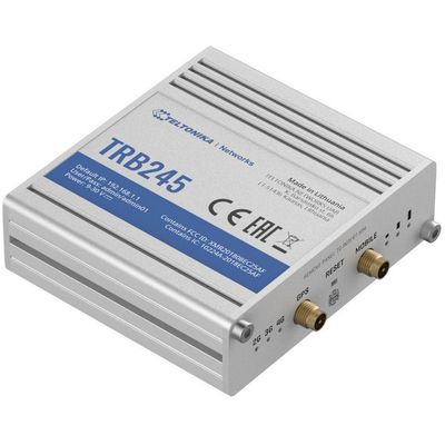 Teltonika LTE Cat 4 Gateway TRB245 opremljen je GNSS prijemnikom, Ethernet portom, izdržljivim blokom konektora od 16 pinova. Sadrži sve bitne karakteristike za industriju u jednom paketu: siguran konektor za napajanje, I/O portovi, serijska komunikacija, brza i pouzdana internet veza. TRB245 se može koristiti za integraciju moderne i zastarele industrijske opreme ujedno i sa širokim spektrom softverskih funkcija kao što su SMS kontrola, Firewall, Open VPN, IPsec i RMS.