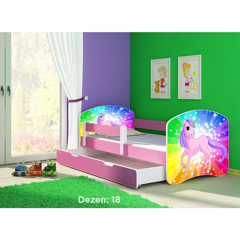 ACMA Dječiji krevet Acma II sa ladicom Pink - 140x70cm - Dezen 18 slika 2