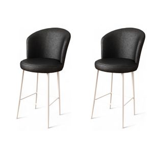 Uras - Crni i Bijeli Bar Stolac Set (2 Komada)