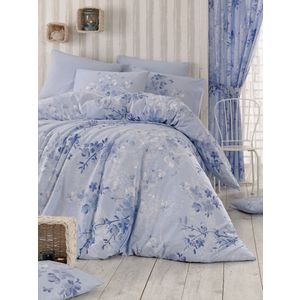 L'essential Maison Elena - Plavo Belo Tamnoplavi Ranforce Dupli Set Pokrivača za Jorgan
