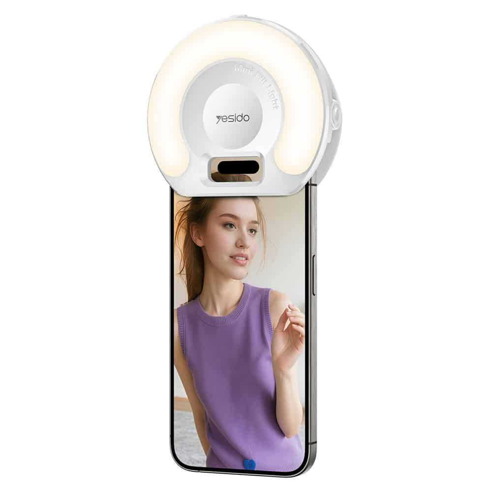 Yesido - LED Selfie svjetlo s kopčom za telefon (DH13) - 400mAh 3 načina rada svjetla - bijelo slika 1