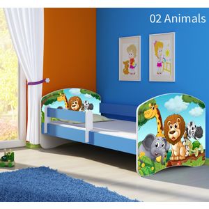 Dječji krevet ACMA s motivom, bočna plava 180x80 cm 02-animals