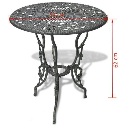 3-dijelni bistro set od lijevanog aluminija zeleni slika 2