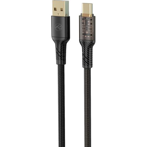 Tellur USB to USB-C CABLE, TRANSPARENT SERIES, 3A, 1M, BLACK slika 1