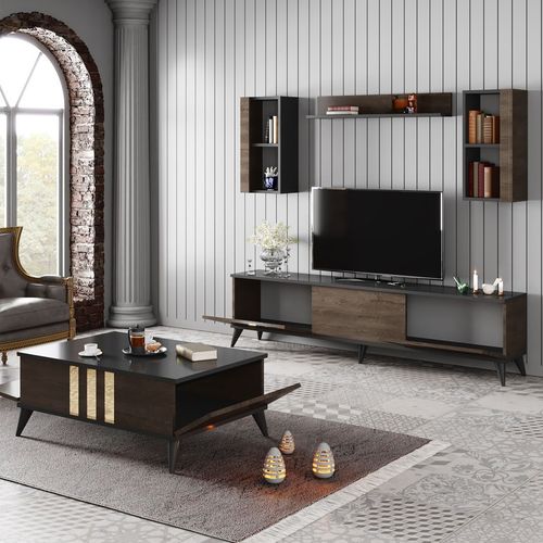 Hanah Home Gold Set - Anthracite, Walnut Anthracite
Walnut Living Room Furniture Set slika 2