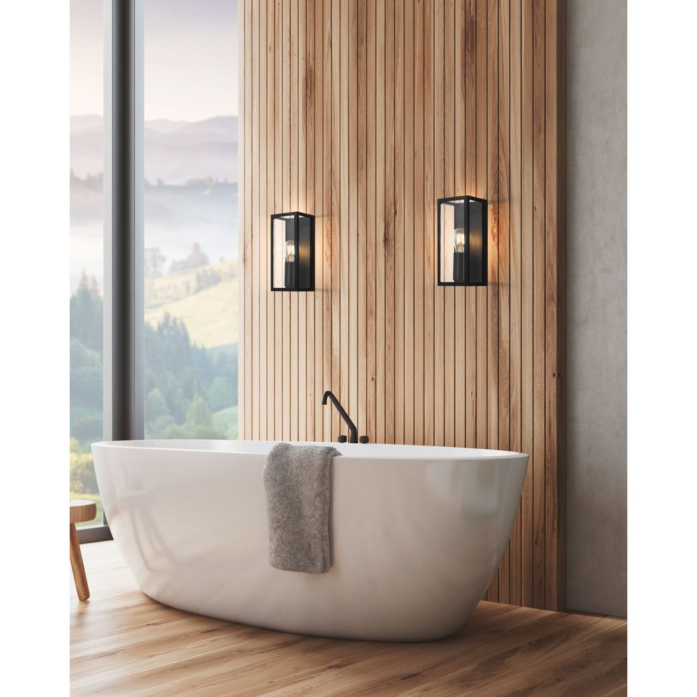 Eglo Amezola Zidna/Stropna Lampa, E27, IP44, Crna/Čelik/Staklo slika 7