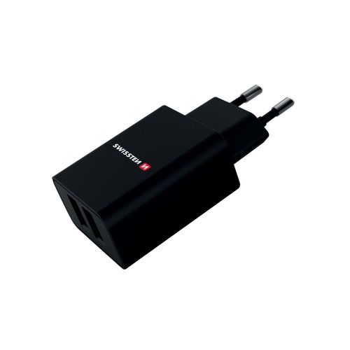 SWISSTEN punjač za AC220, 2xUSB, 2.1A, SMART IC, crni + LIGHTNING MFI kabel slika 2