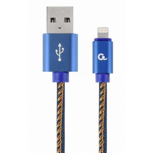 CC-USB2J-AMLM-1M-BL Gembird Premium jeans (denim) 8-pin cable with metal connectors, 1m, blue slika 1