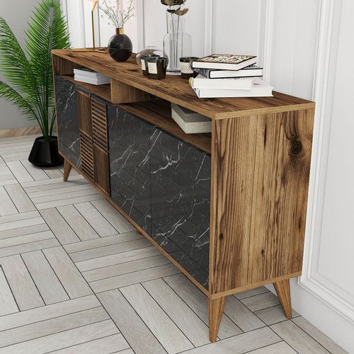 Woody Fashion Komoda, Milan - Walnut, Black Marble slika 4